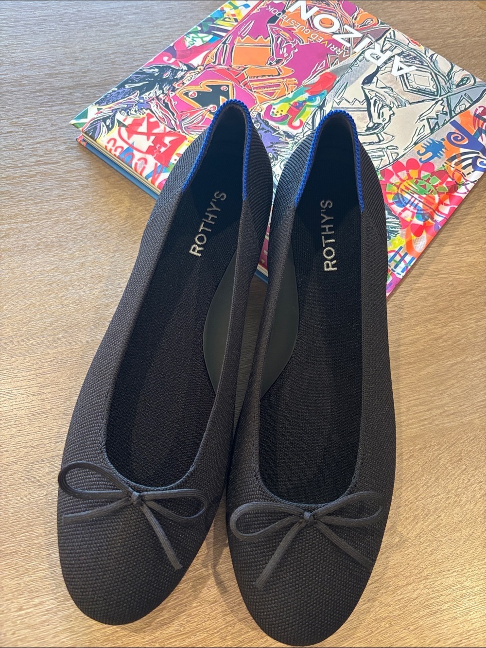 Rothy's The Ballet Flat in Black with Bow, new without box